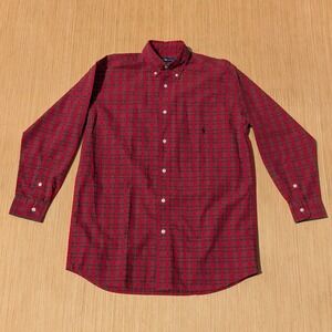 Ralph Lauren Shirt Button Down Red Plaid Preppy Festive Long Sleeve‎ Mens Large